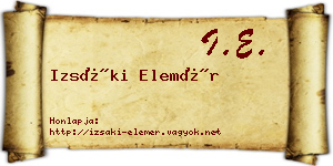 Izsáki Elemér névjegykártya
